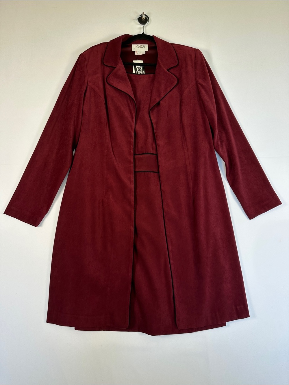 Jessica Burgundy Dress & Long Coat 2 Piece Holiday Party Set Size 16